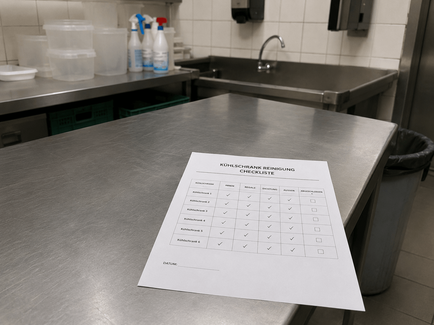 Eine Checkliste liegt auf dem Arbeitstisch